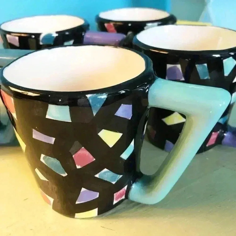 4 Kevin Goehring, Square One Ceramics Mugs Black & Multicolor Dots - Picture 6 of 8